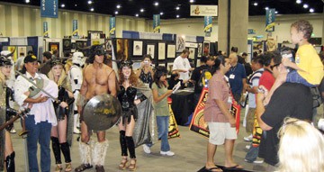 Attendees on San Diego Comic Con Floor inside Convention Center