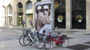 Bicycles of Milan Italy parked - Photo by Patty Mooney of San Diego video production company