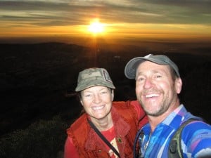 Patty Mooney Mark Schulze climbing Cowles Mountain sunset