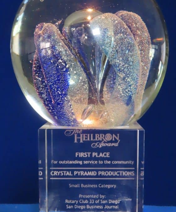 heilbron first place award to crystal pyramid productions for outstanding service to the community