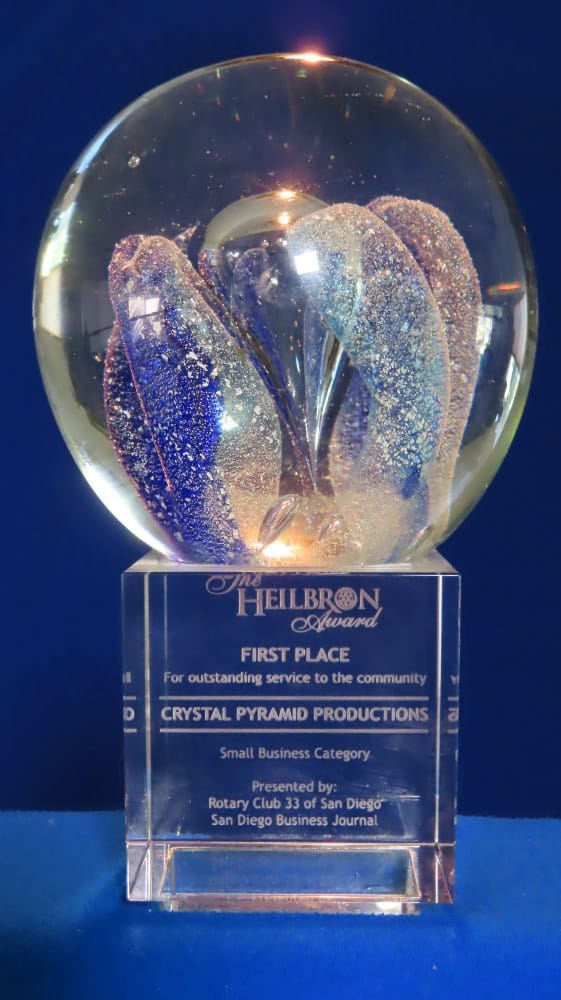 heilbron first place award to crystal pyramid productions for outstanding service to the community