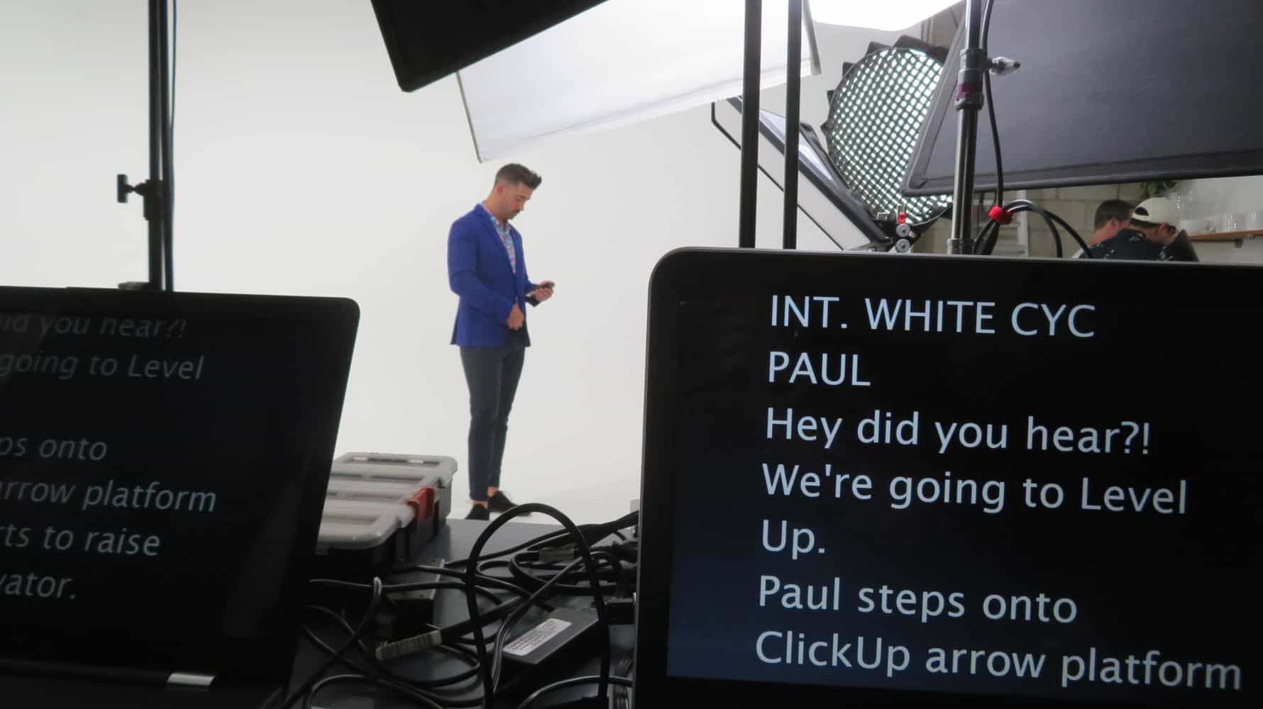 Teleprompting for Paul Costabile ClickUp in San Diego Downtown Studio