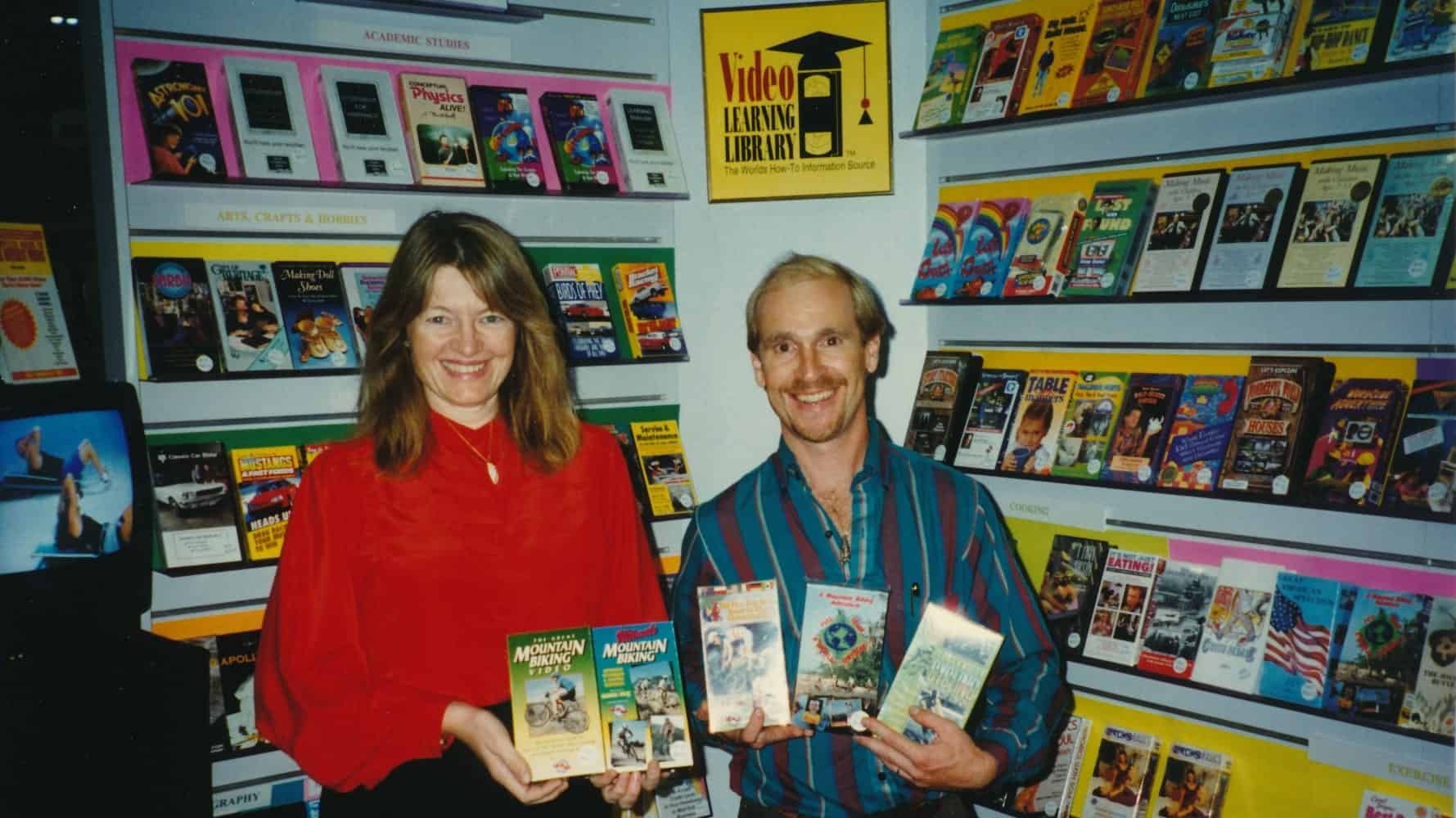 Video Duo Patty Mooney and Mark Schulze Sell VHS Tapes at VSDA Show in Las Vegas 1997
