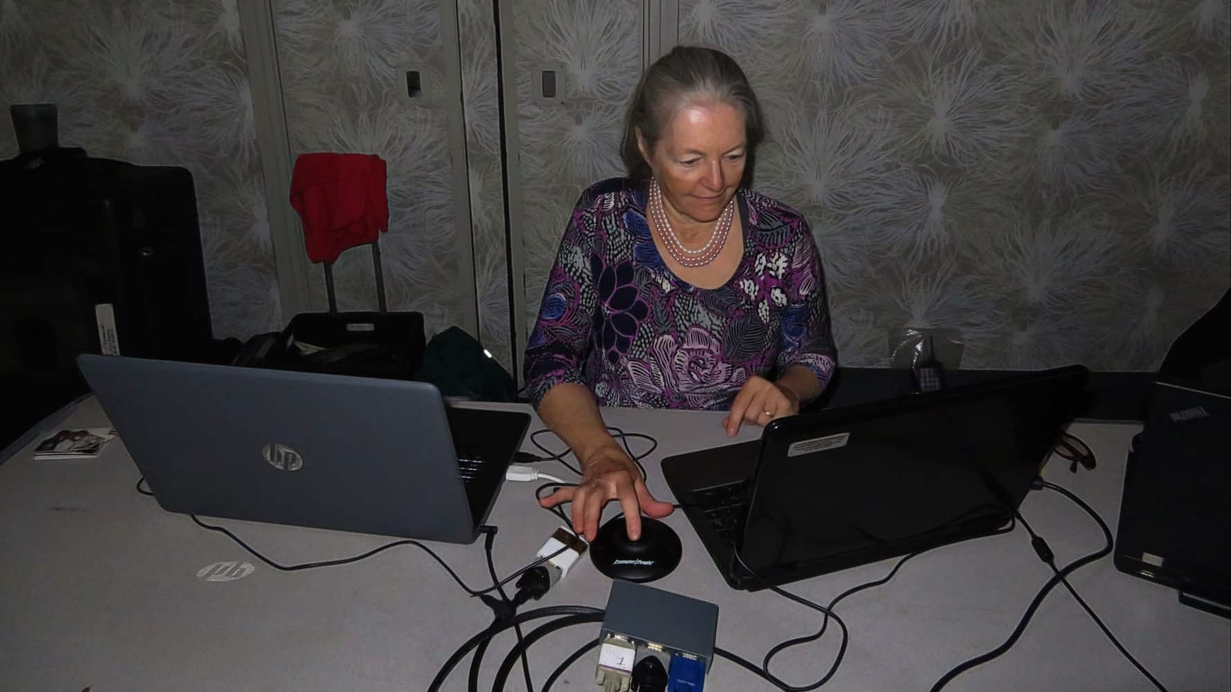 Patricia Mooney Presidential teleprompting with two laptops