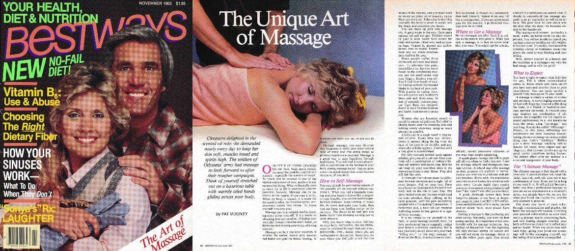 massage for relaxation author patty mooney article unique art of massage bestways 1983