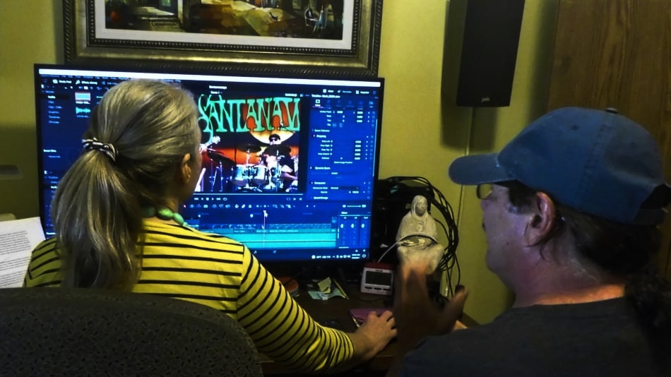 San Diego Video Production - video editor patty mooney with santanaways singer benito meschoulam editing music video promo