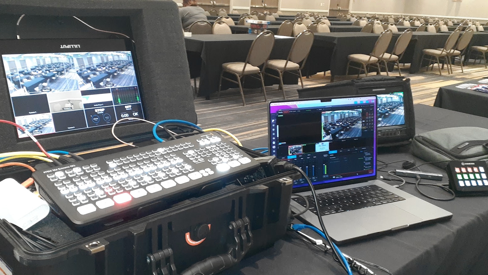 Live stream set-up for Completing the Puzzle San Diego convention