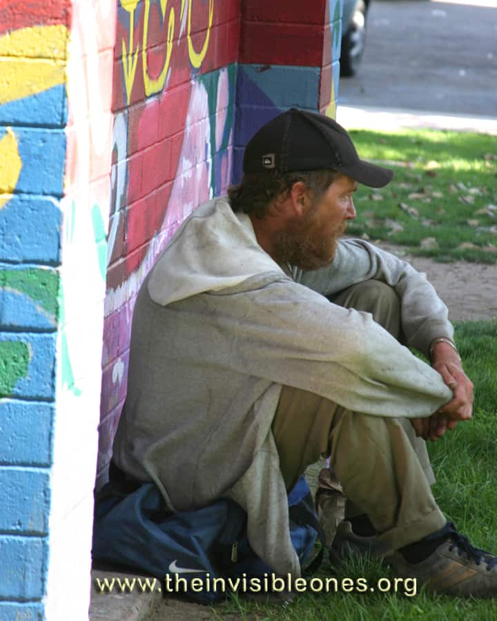 Homeless veteran at Chicano Park, San Diego, California - Photo by Patty Mooney of Crystal Pyramid Productions